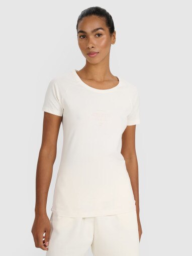 4F Damski tshirt z nadrukiem 4F 4FRSS25TTSHF2978  biały Biały