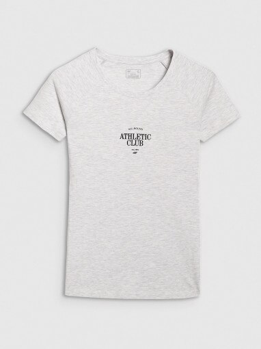 4F Damski tshirt z nadrukiem 4F 4FRSS25TTSHF2978  szary Szary