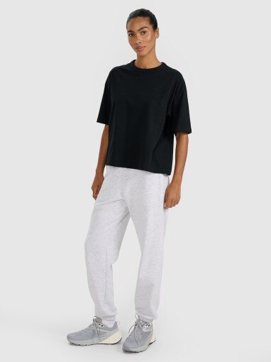 Damski t-shirt oversize z nadrukiem 4F 4FRSS25TTSHF2979 - czarny