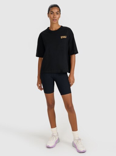 Damski t-shirt oversize z nadrukiem 4F 4FRSS25TTSHF3161 - czarny