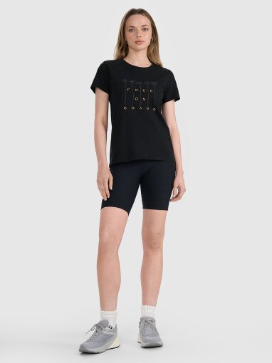 Damski t-shirt z nadrukiem 4F 4FRSS25TTSHF3162 - czarny