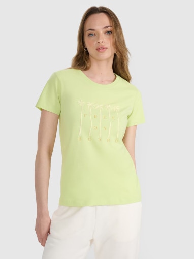 4F Damski tshirt z nadrukiem 4F 4FRSS25TTSHF3162  żółty żółty