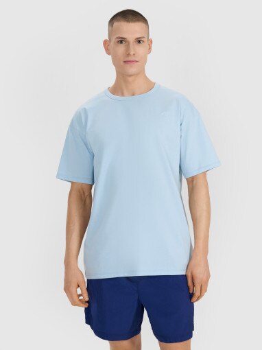 4F Męski tshirt oversize 4F 4FRSS25TTSHM2686  niebieski Niebieski
