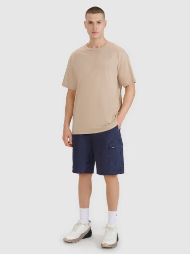 Męski t-shirt oversize 4F 4FRSS25TTSHM2686 - brązowy