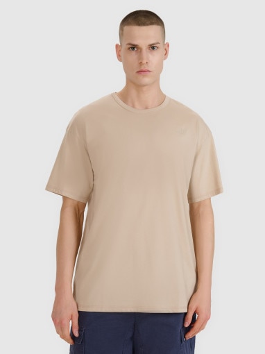 4F Męski tshirt oversize 4F 4FRSS25TTSHM2686  brązowy Brązowy