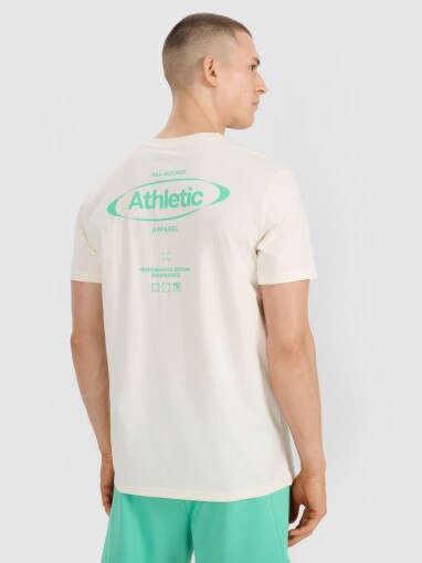 Męski t-shirt z nadrukiem 4F 4FRSS25TTSHM2687 - biały