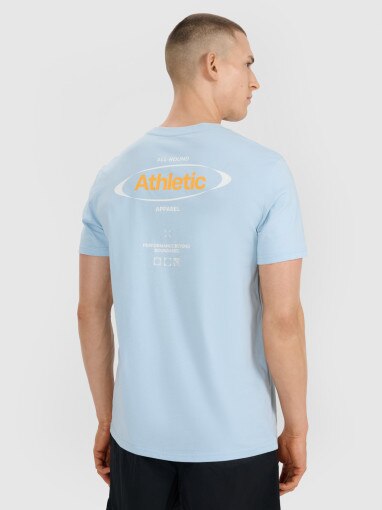 Męski t-shirt z nadrukiem 4F 4FRSS25TTSHM2687 - niebieski