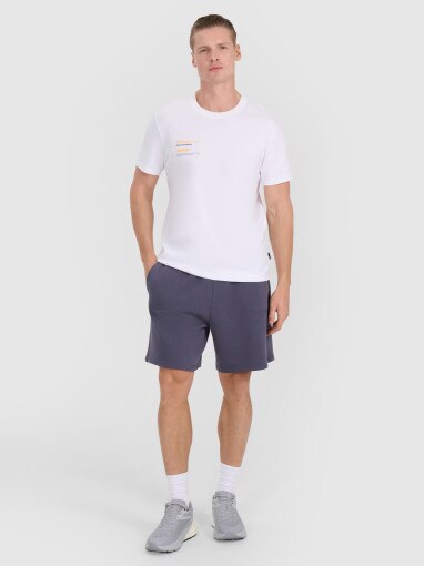 Męski t-shirt z nadrukiem 4F 4FRSS25TTSHM2848 - biały