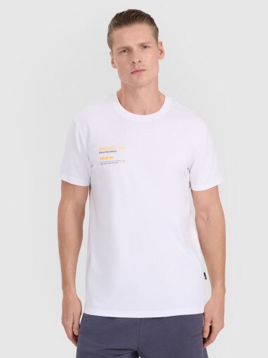 4F Męski tshirt z nadrukiem 4F 4FRSS25TTSHM2848  biały Biały