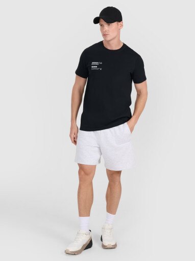 Męski t-shirt z nadrukiem 4F 4FRSS25TTSHM2848 - czarny
