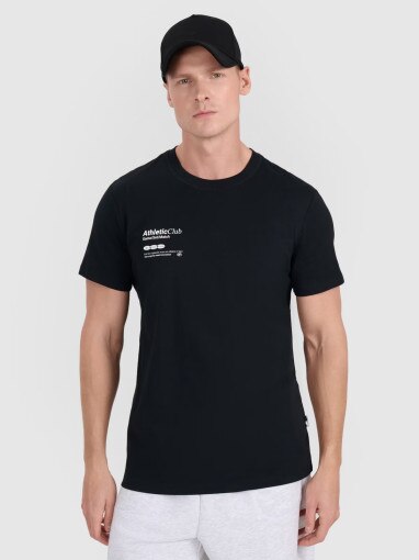 4F Męski tshirt z nadrukiem 4F 4FRSS25TTSHM2848  czarny Czarny