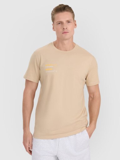 4F Męski tshirt z nadrukiem 4F 4FRSS25TTSHM2848  brązowy Brązowy
