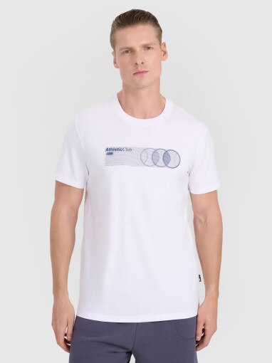 4F Męski tshirt z nadrukiem 4F 4FRSS25TTSHM2851  biały Biały
