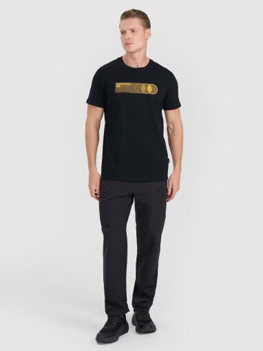 Męski t-shirt z nadrukiem 4F 4FRSS25TTSHM2851 - czarny