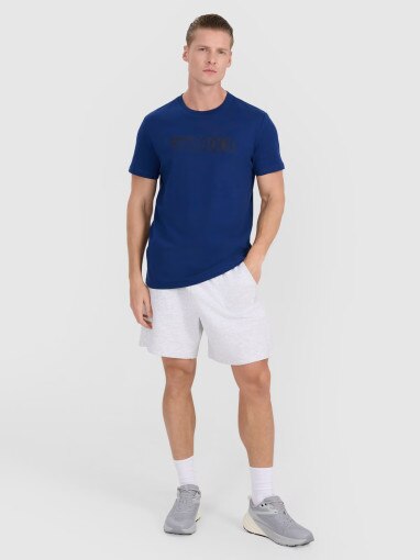 Męski t-shirt z nadrukiem 4F 4FRSS25TTSHM2851 - granatowy 