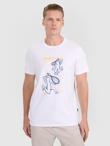 4F Męski tshirt z nadrukiem 4F 4FRSS25TTSHM2852  biały Biały