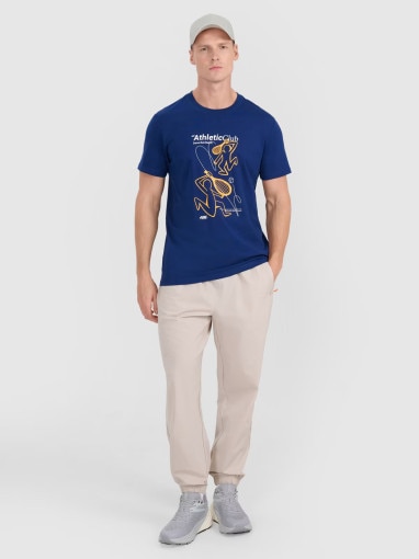 Męski t-shirt z nadrukiem 4F 4FRSS25TTSHM2852 - granatowy
