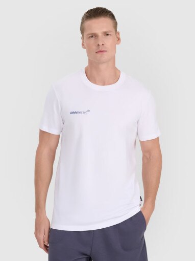4F Męski tshirt z nadrukiem 4F 4FRSS25TTSHM2853  biały Biały