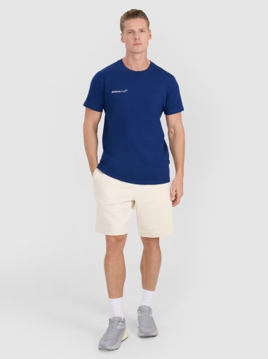 Męski t-shirt z nadrukiem 4F 4FRSS25TTSHM2853 - granatowy