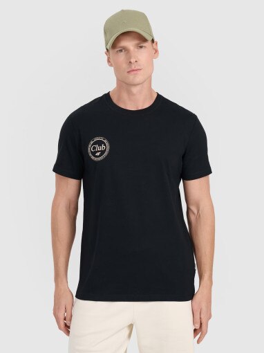 4F Męski tshirt z nadrukiem 4F 4FRSS25TTSHM2854  czarny Czarny