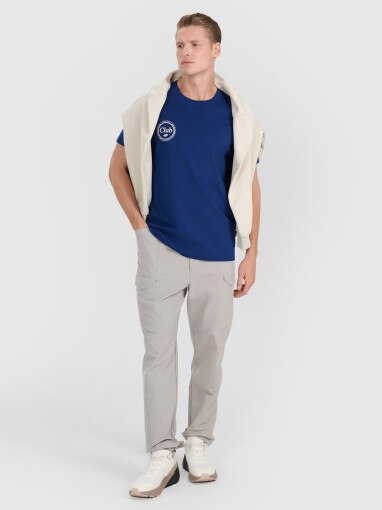 Męski t-shirt z nadrukiem 4F 4FRSS25TTSHM2854 - granatowy