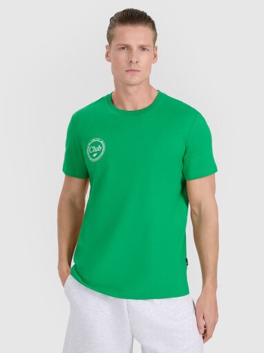 4F Męski tshirt z nadrukiem 4F 4FRSS25TTSHM2854  zielony Zielony