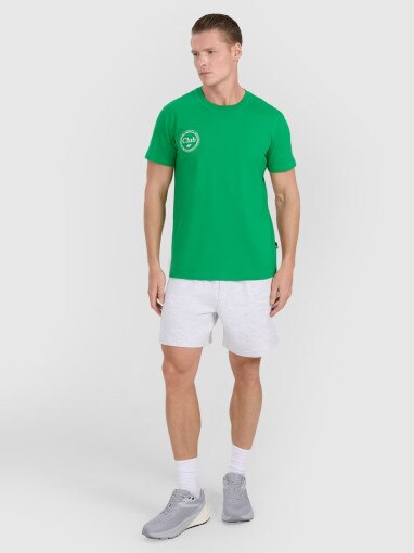 Męski t-shirt z nadrukiem 4F 4FRSS25TTSHM2854 - zielony