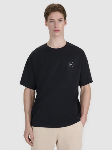 4F Męski tshirt oversize z nadrukiem 4F 4FRSS25TTSHM2991  czarny Czarny