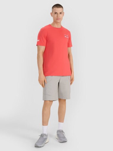 Męski t-shirt z nadrukiem 4F 4FRSS25TTSHM2994 - różowy
