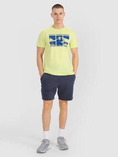 Męski t-shirt z nadrukiem 4F 4FRSS25TTSHM2995 - zielony