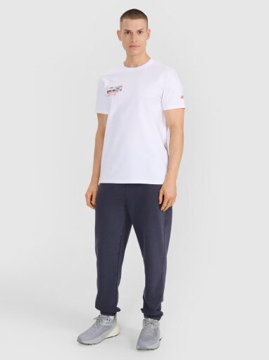 Męski t-shirt z nadrukiem 4F 4FRSS25TTSHM2996 - biały