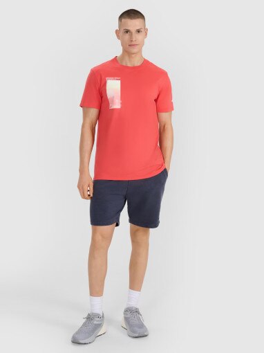 Męski t-shirt z nadrukiem 4F 4FRSS25TTSHM2997 - różowy