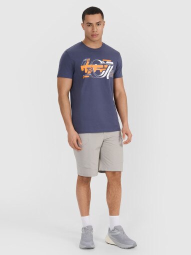 Męski t-shirt z nadrukiem 4F 4FRSS25TTSHM2998 - granatowy