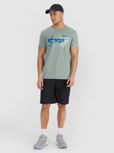 Męski t-shirt z nadrukiem 4F 4FRSS25TTSHM2998 - khaki
