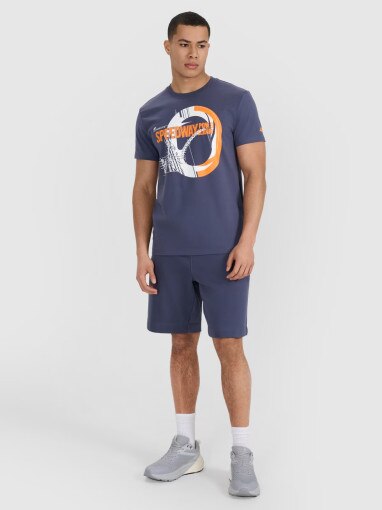 Męski t-shirt z nadrukiem 4F 4FRSS25TTSHM2999 - granatowy