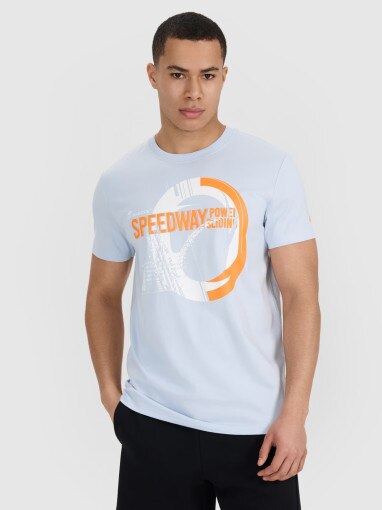 4F Męski tshirt z nadrukiem 4F 4FRSS25TTSHM2999  niebieski Niebieski