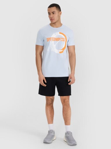 Męski t-shirt z nadrukiem 4F 4FRSS25TTSHM2999 - niebieski