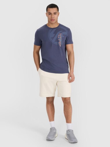 Męski t-shirt z nadrukiem 4F 4FRSS25TTSHM3002 - granatowy