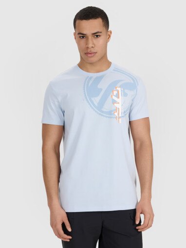 4F Męski tshirt z nadrukiem 4F 4FRSS25TTSHM3002  niebieski Niebieski