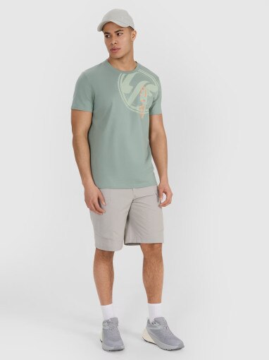 Męski t-shirt z nadrukiem 4F 4FRSS25TTSHM3002 - khaki