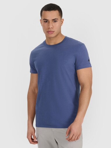 4F Męski tshirt basic 4F 4FRSS25TTSHM3041  niebieski Niebieski