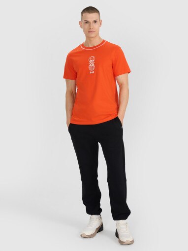 Męski t-shirt z nadrukiem 4F 4FRSS25TTSHM3092 - pomarańczowy
