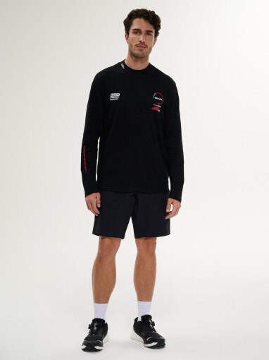 Męski longsleeve z nadrukiem 4F4FRSS26TLONM679 - czarny