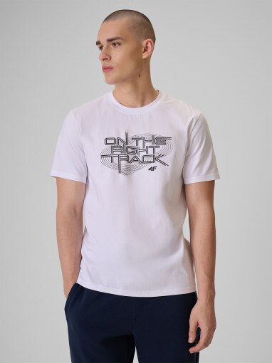 Obrazek dla: 4F Męski tshirt z nadrukiem 4F 4FRSS26TTSHM3804  biały Biały