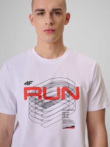 Męski t-shirt z nadrukiem 4F 4FRSS26TTSHM3806 - biały
