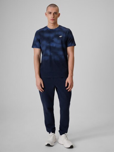 Męski t-shirt z nadrukiem 4F 4FRSS26TTSHM3807 - granatowy