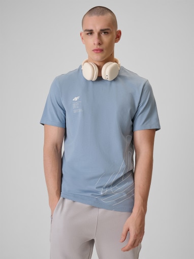 Obrazek dla: 4F Męski tshirt z nadrukiem 4F 4FRSS26TTSHM3809  niebieski Niebieski