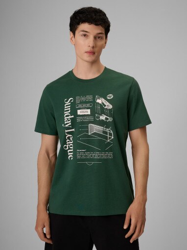 Obrazek dla: 4F Męski tshirt z nadrukiem 4F 4FRSS26TTSHM4008  zielony Zielony