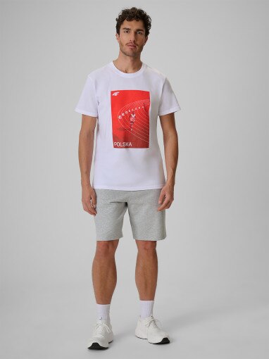 Męska koszulka kibica 4F 4FSSS26TTSHM4769 - biała