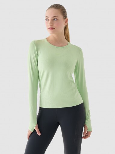 4F Damski longsleeve do biegania 4F 4FWAW24TFLOF249  zielony Zielony